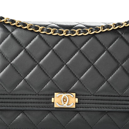 Chanel Lambskin Quilted Boy Wallet On Chain WOC Black 9 of 20