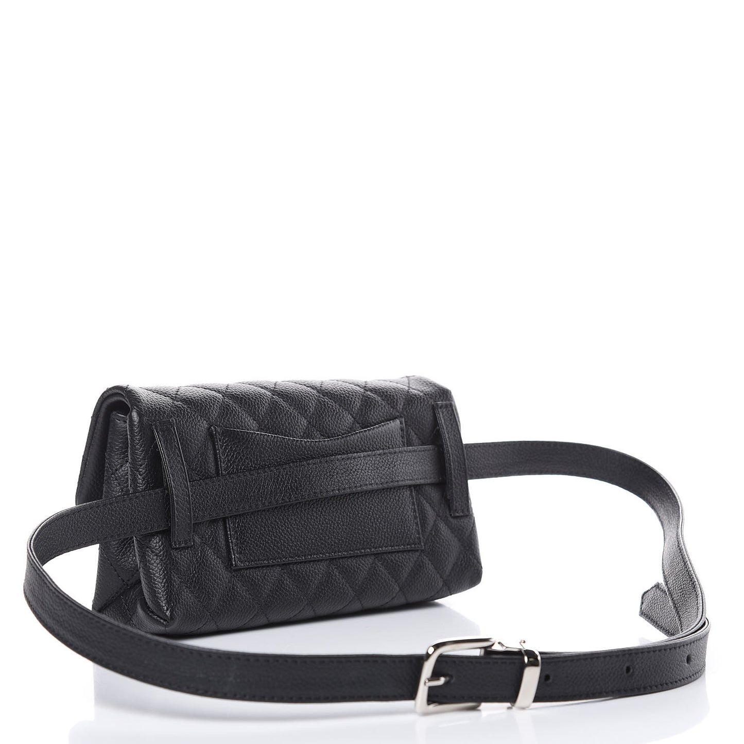 Grained Calfskin Quilted 2.55 Reissue Flap Belt Bag Clutch Black