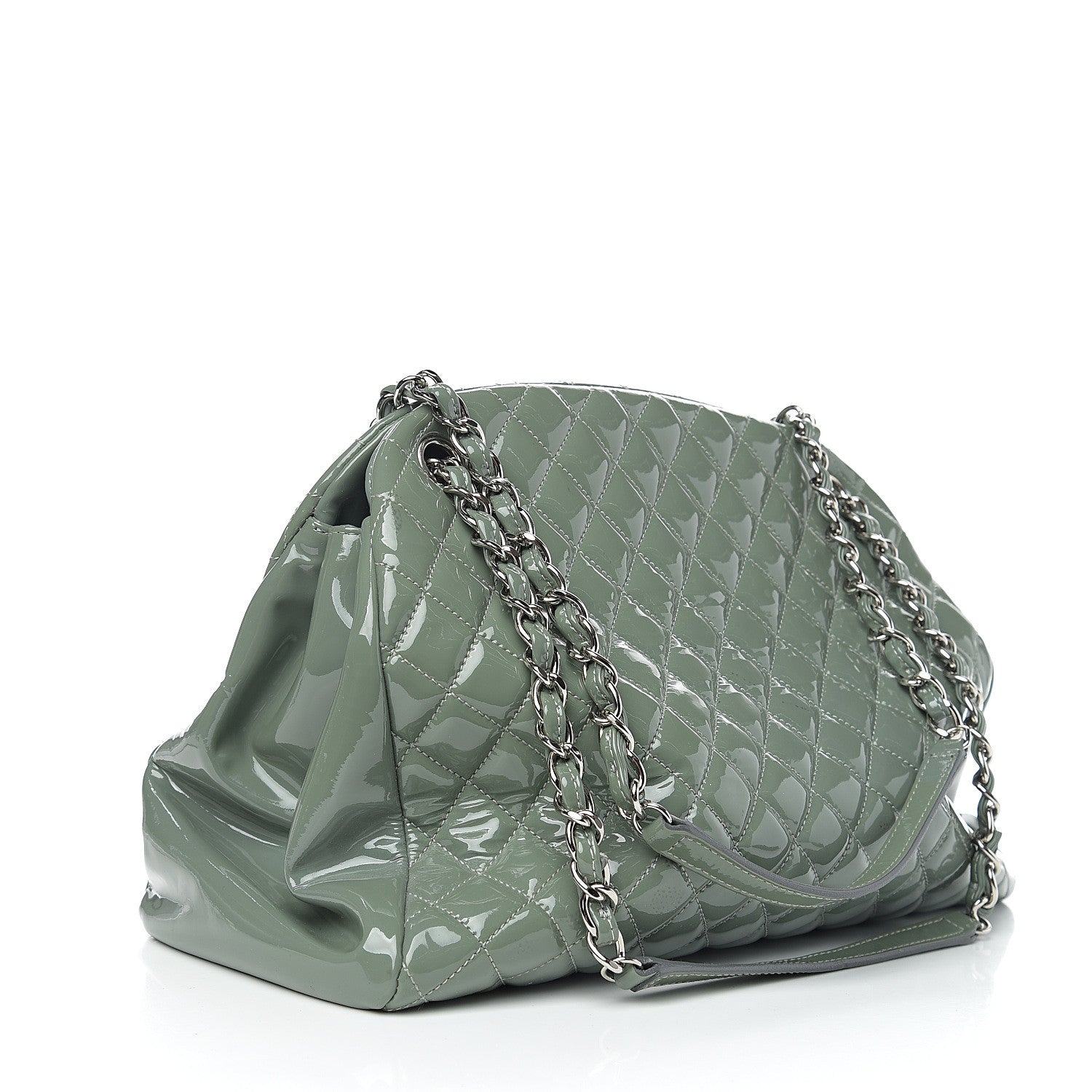 Chanel Patent Quilted Large Just Mademoiselle Bowling Bag Green 2 of 10