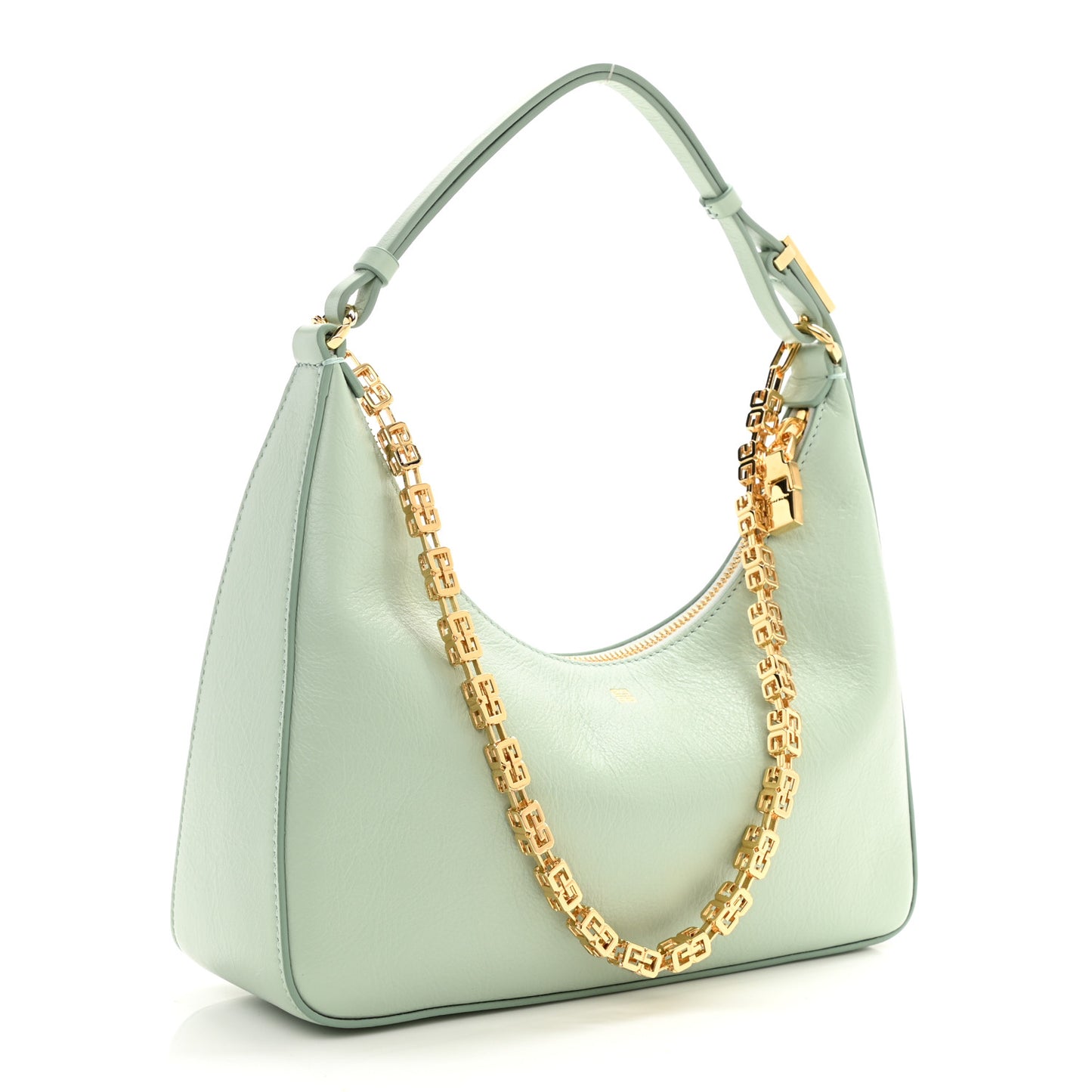 Smooth Calfskin Small Moon Cut Out Shoulder Bag Celadon
