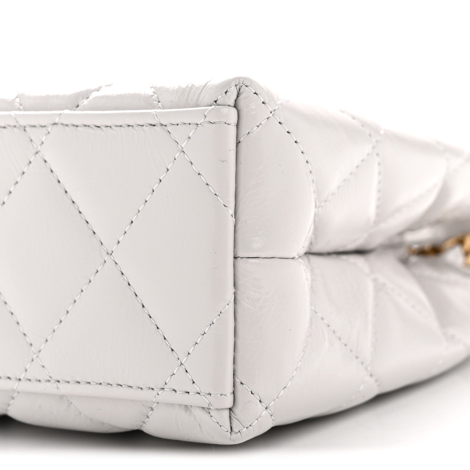 Chanel Shiny Aged Calfskin Quilted Nano Kelly Shopper Light Grey 10 of 10