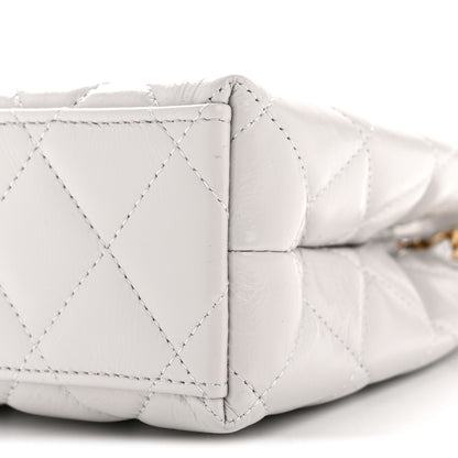 Chanel Shiny Aged Calfskin Quilted Nano Kelly Shopper Light Grey 10 of 10