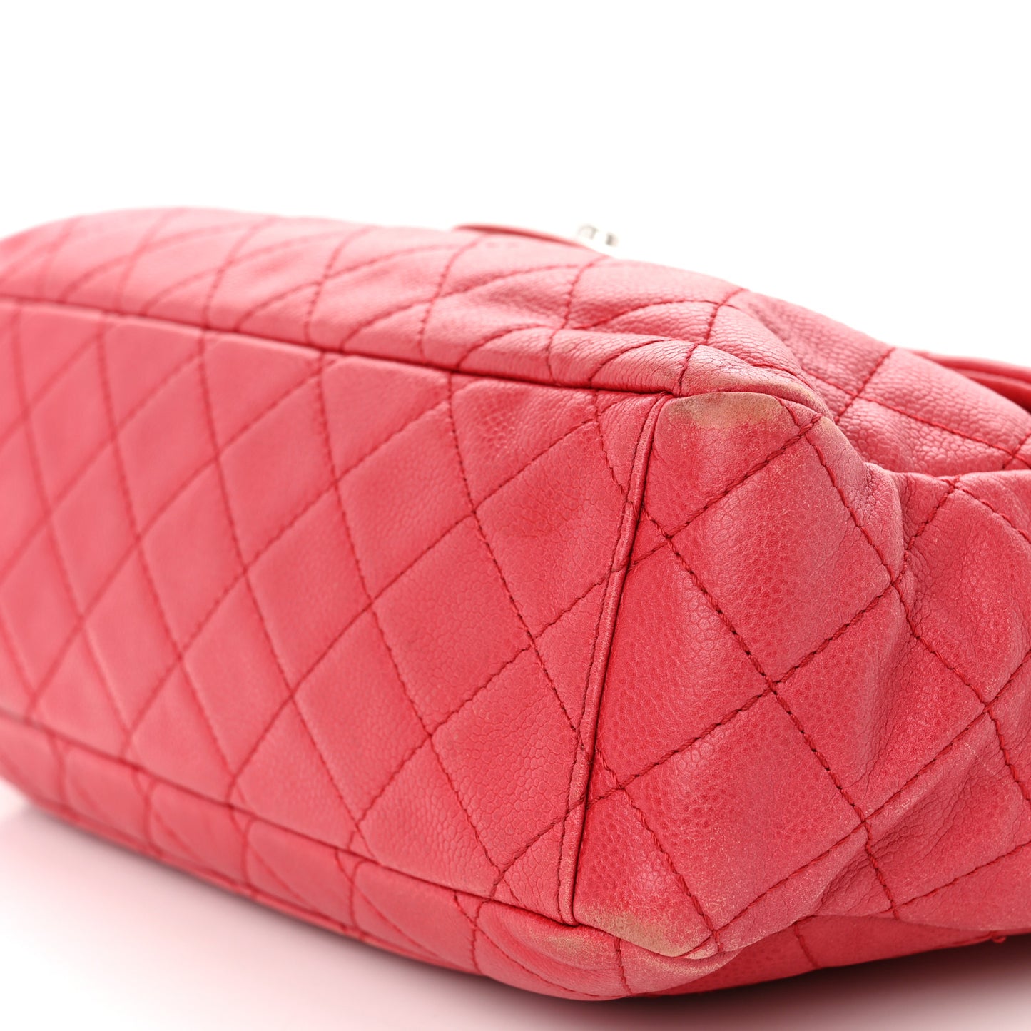 Washed Caviar Quilted Maxi Single Flap Fuchsia