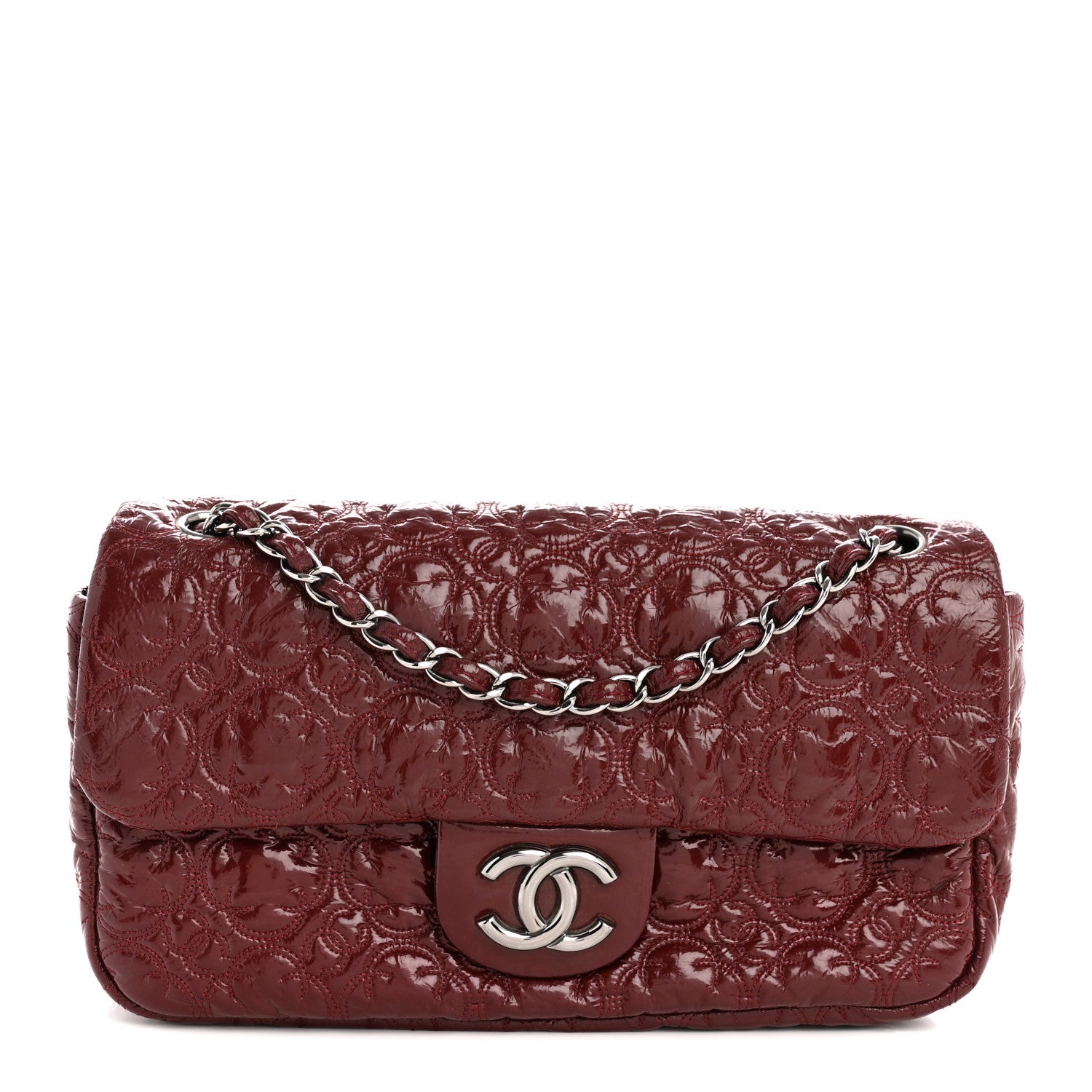 Chanel Vinyl Rock In Moscow Single Flap Dark Red 1 of 11