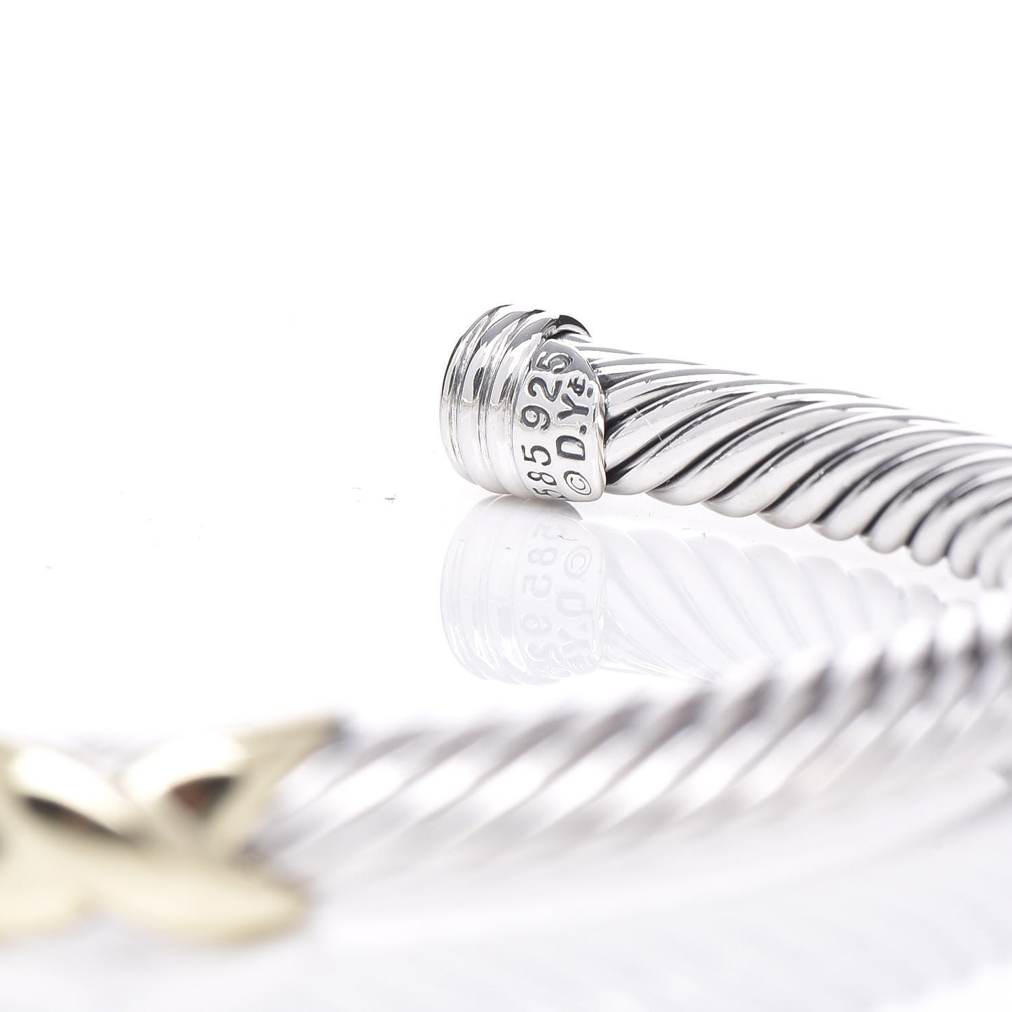 Sterling Silver 14K Yellow Gold 5mm X Station Cable Bracelet