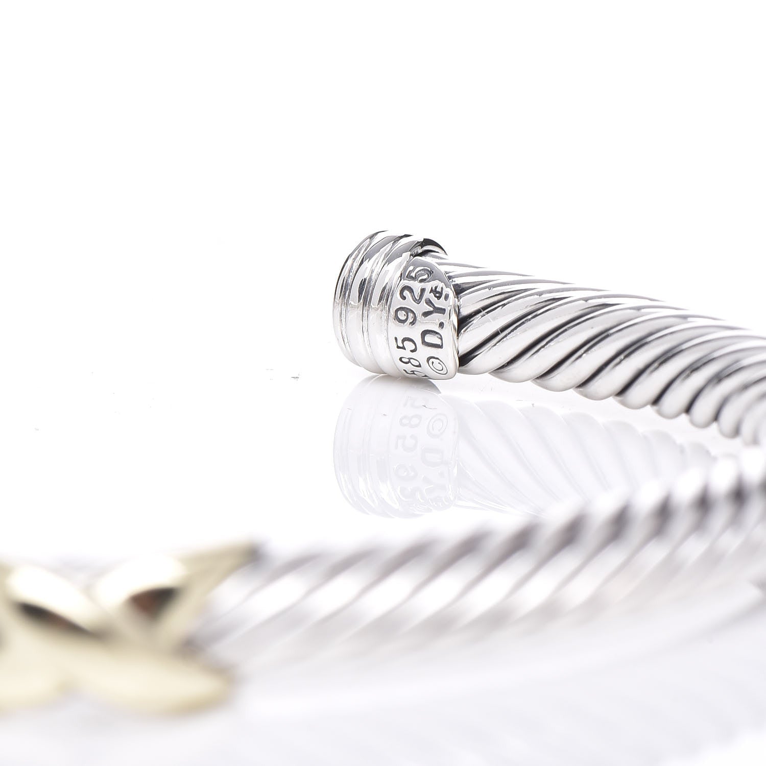 David Yurman Sterling Silver 14K Yellow Gold 5mm X Station Cable Bracelet 5 of 5