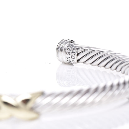 David Yurman Sterling Silver 14K Yellow Gold 5mm X Station Cable Bracelet 5 of 5