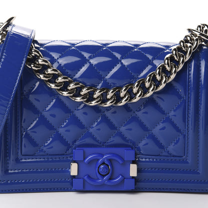Chanel Patent Calfskin Quilted Small Plexiglass Boy Flap Blue 14 of 14