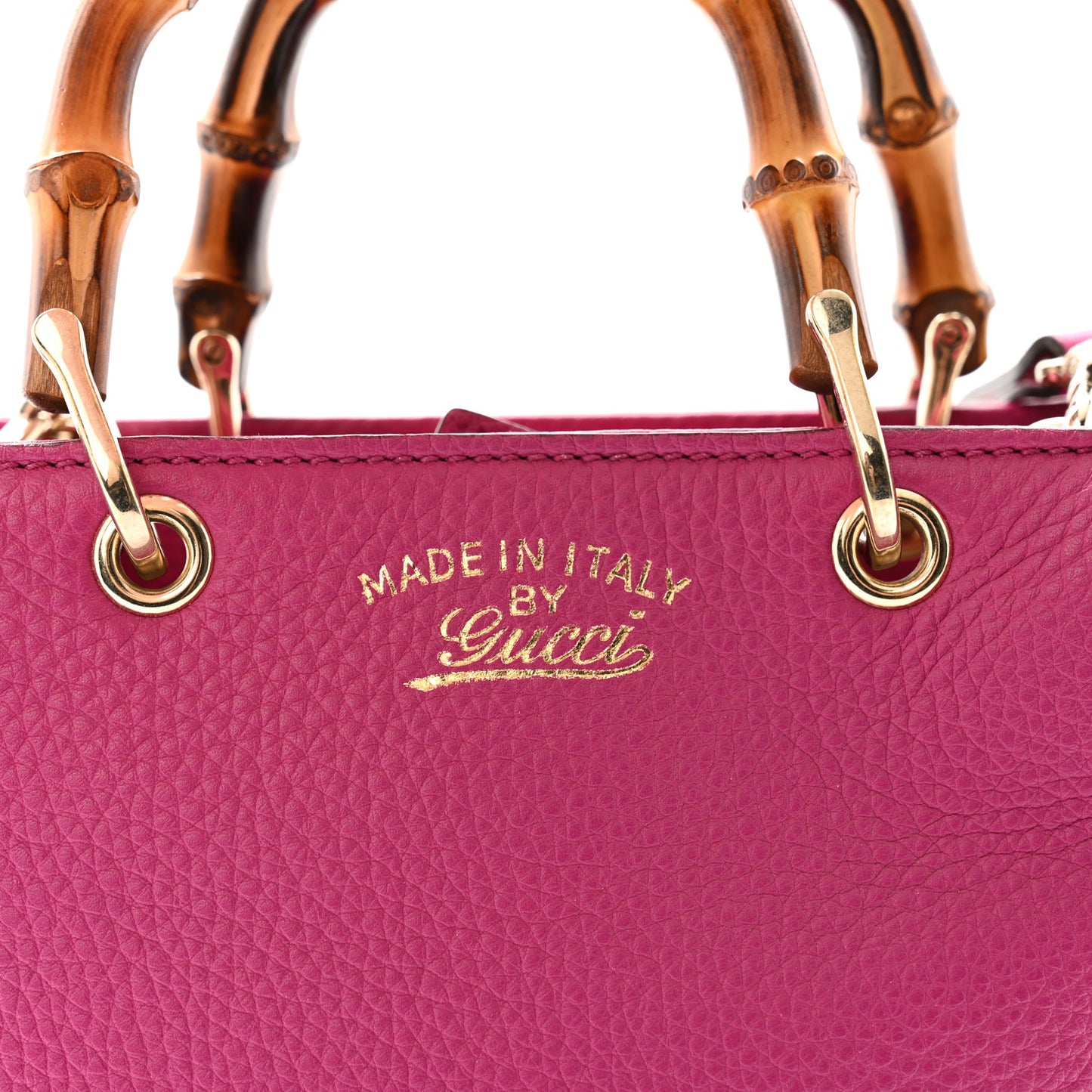 Calfskin Mini Bamboo Shopper Tote Bright Bougainvillea