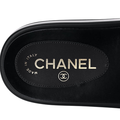 Chanel Satin Canvas Chain Slides Sandals Flats 41 Marine 8 of 10