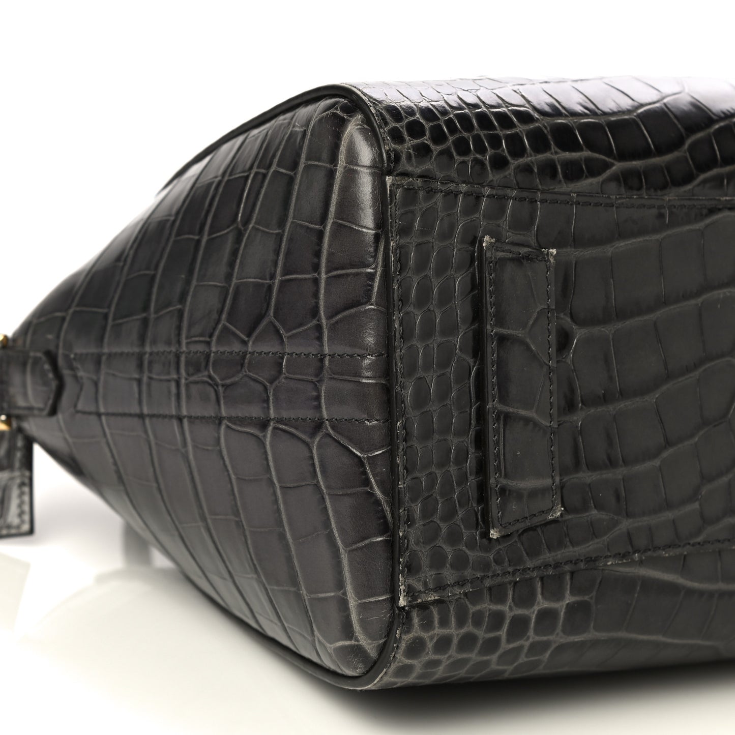 Calfskin Crocodile Embossed Small Antigona Storm Grey