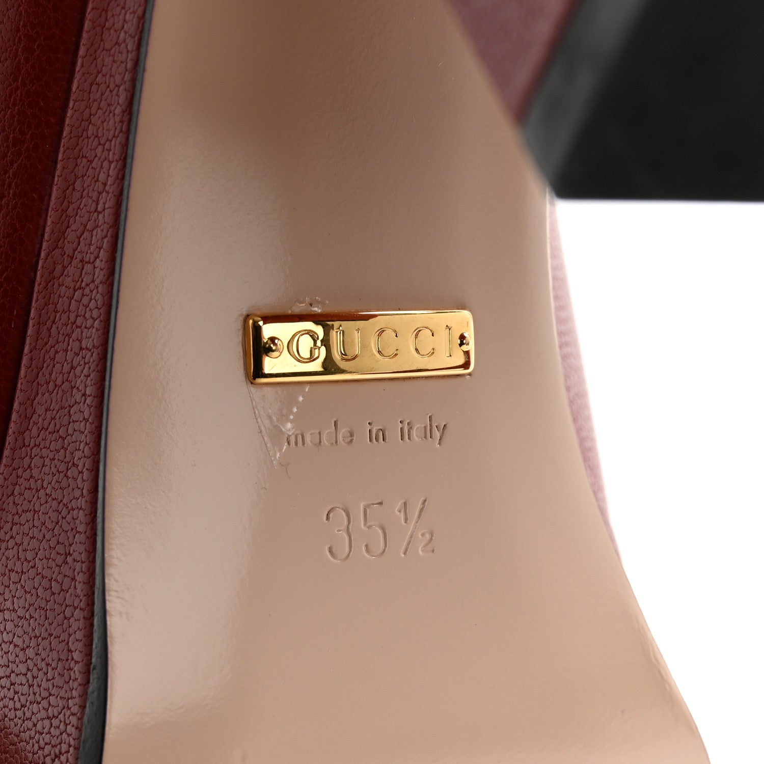 Gucci Goatskin Houdan Mid Heel Platform Loafers 35.5 Hibiscus Red 8 of 10
