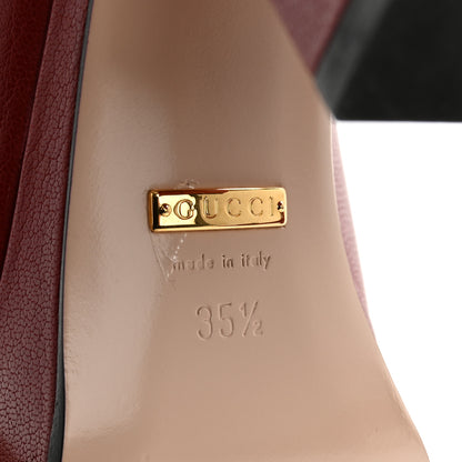 Gucci Goatskin Houdan Mid Heel Platform Loafers 35.5 Hibiscus Red 8 of 10