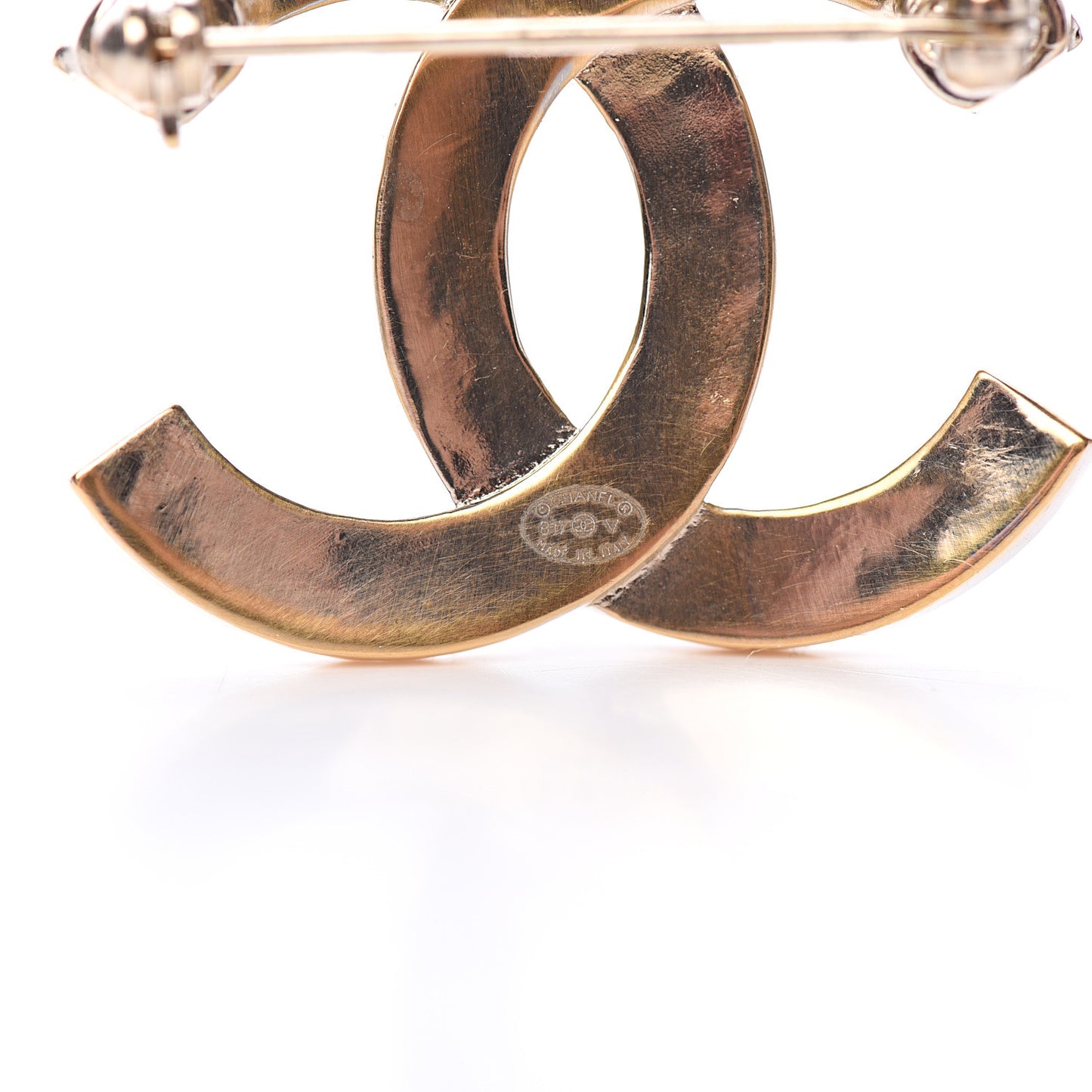 Crystal CC Mini Brooch Gold