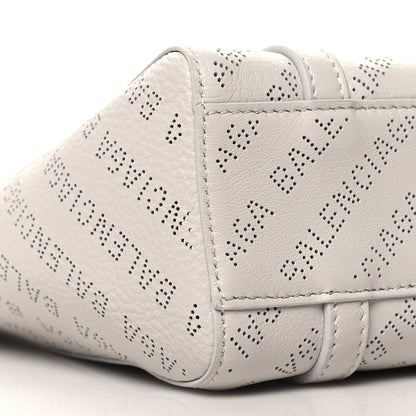 Balenciaga Smooth Calfskin Logo Perforated XXS Everyday Tote Chalky White 9 of 10