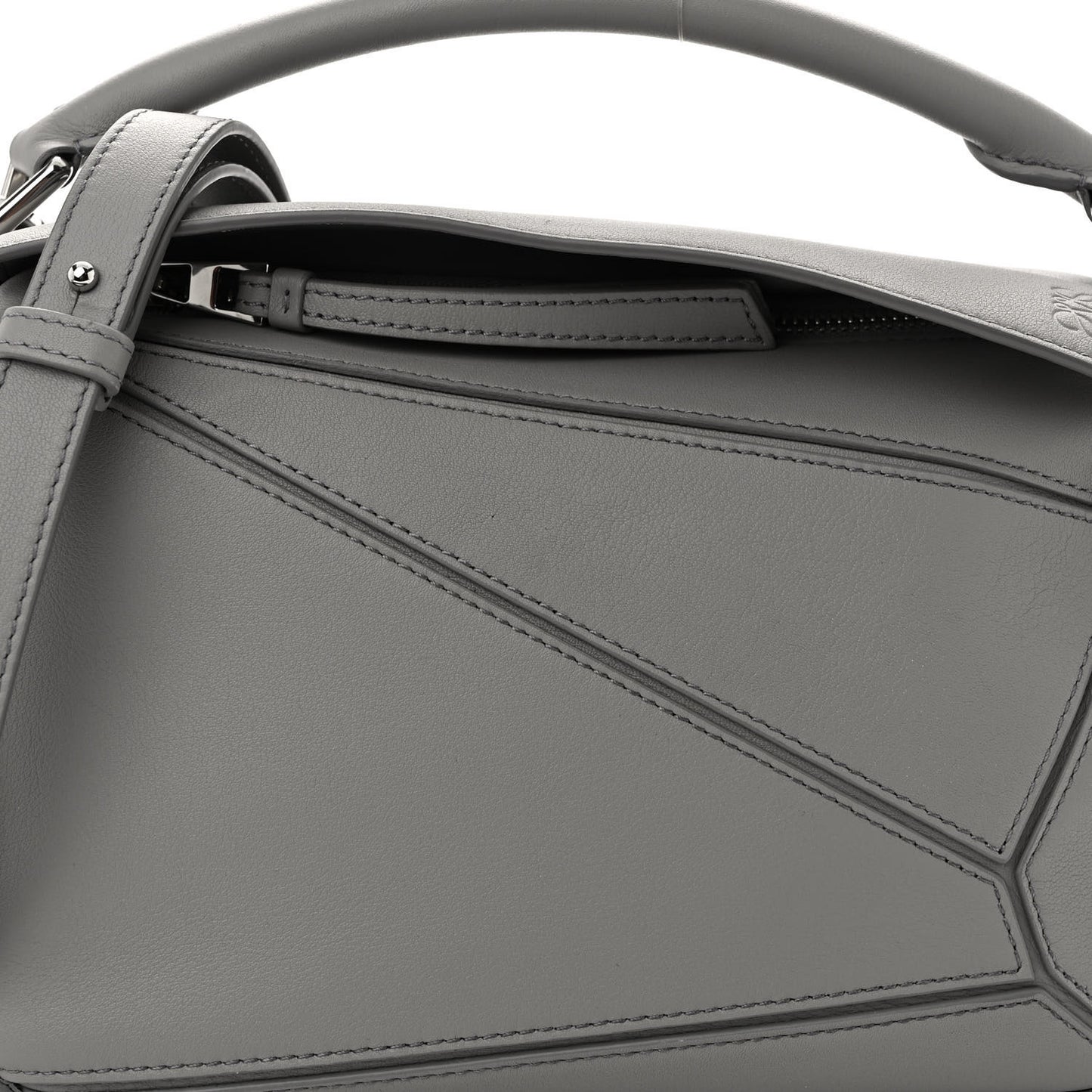 Soft Grained Calfskin Small Puzzle Bag Pearl Grey