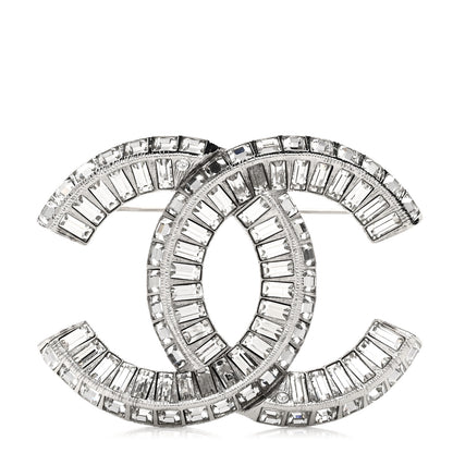 Chanel Baguette Crystal CC Brooch Silver 1 of 4