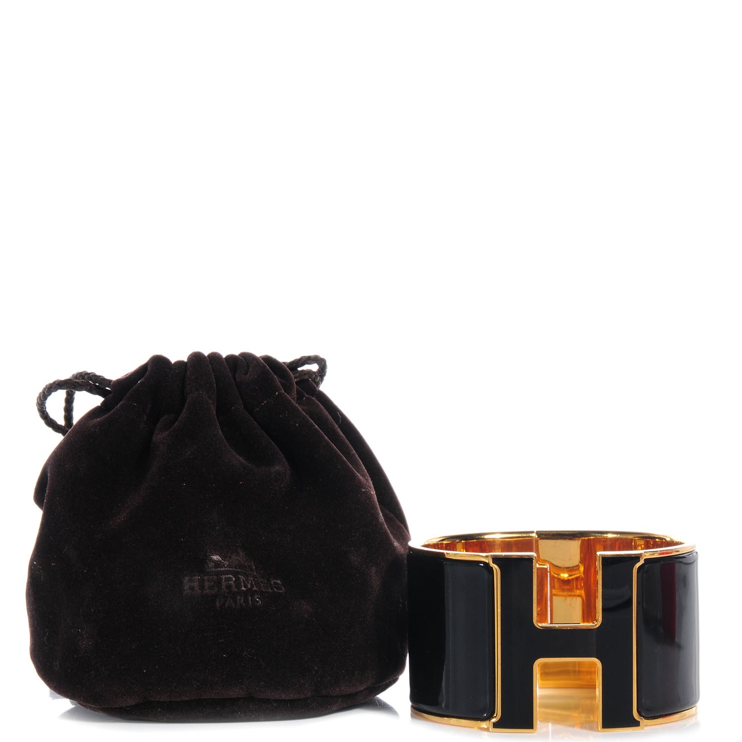 Enamel Extra Wide Clic Clac H Bracelet PM Black