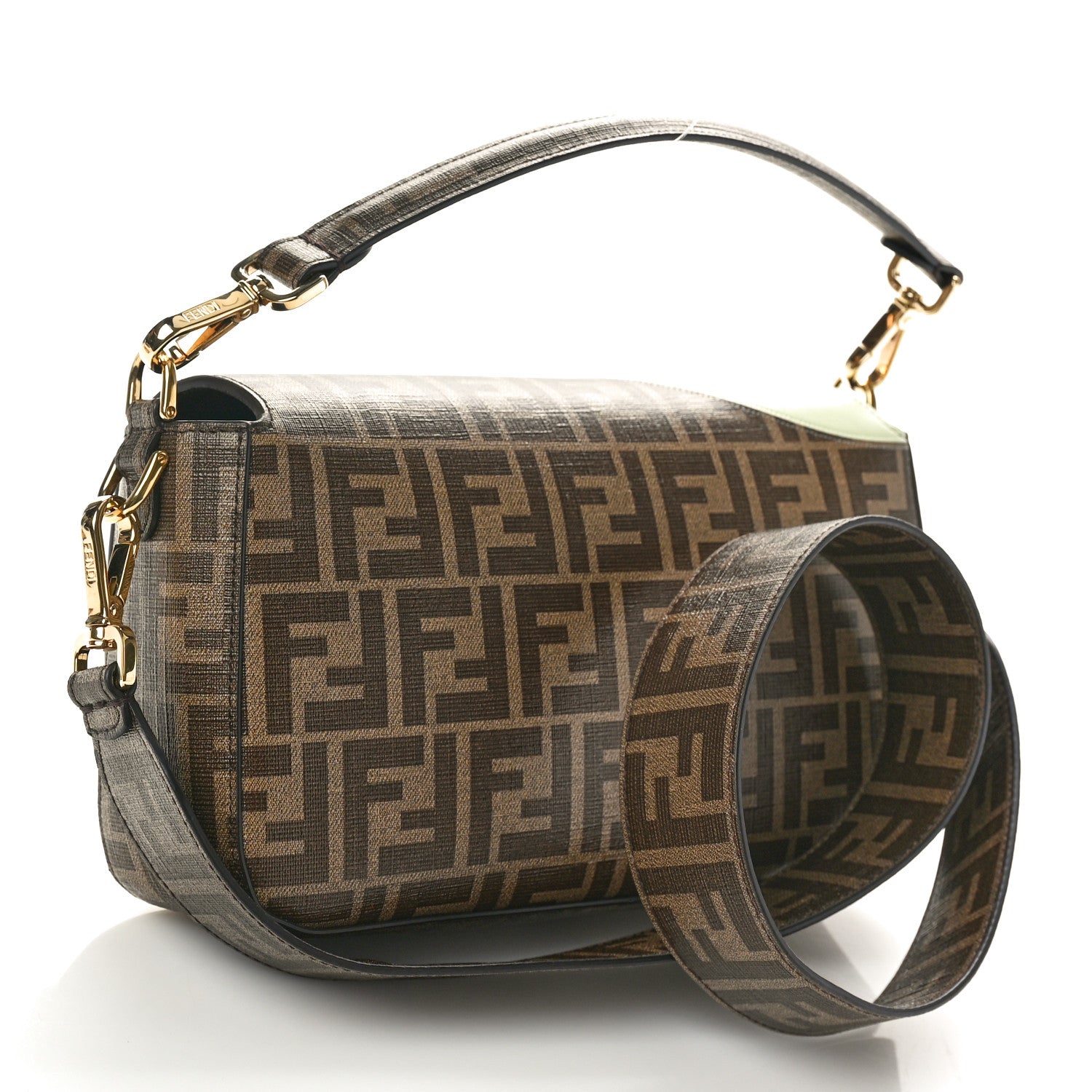 Fendi Glazed Fabric FF 1974 Hairdo Girls Inlay Baguette Mogano Panna Multicolor 2 of 10