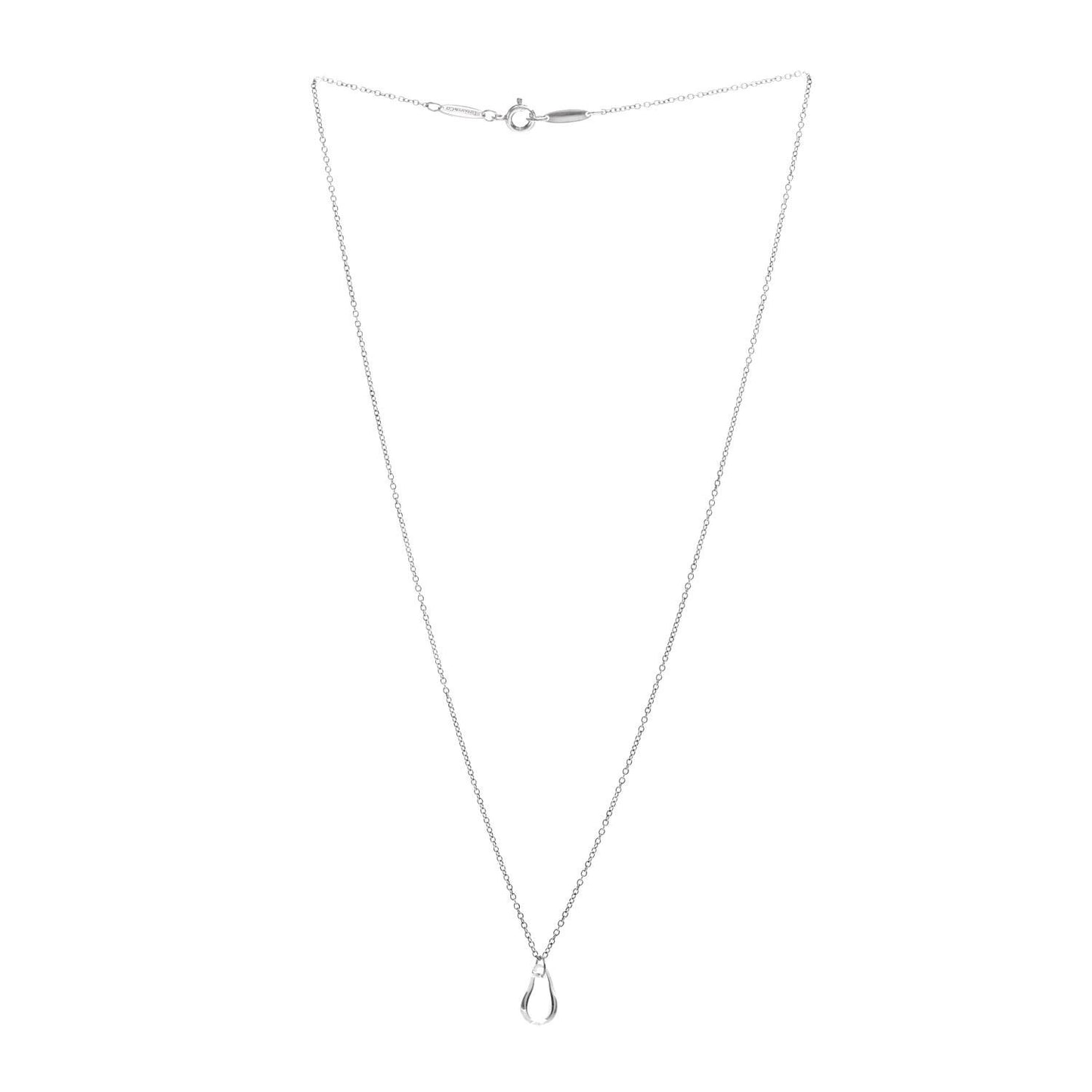 Sterling Silver Rock Crystal 12mm Elsa Peretti Teardrop Pendant Necklace