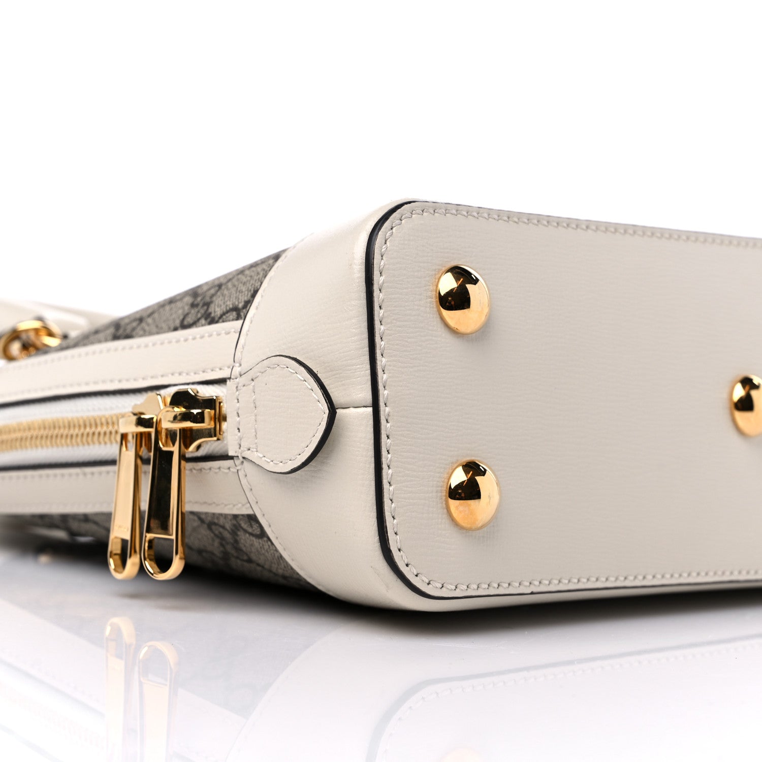 Gucci GG Supreme Monogram Azalea Calfskin Small Horsebit 1955 Top Handle Bag Beige Ebony Mystic White 7 of 8