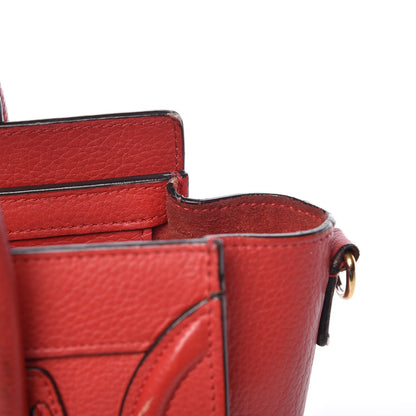 Celine Drummed Calfskin Nano Luggage Coquelicot 22 of 23