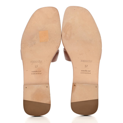 Hermes Box Calfskin Oran Sandals 37 Gold 5 of 10