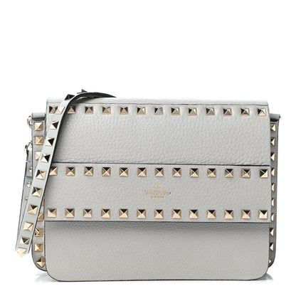 Valentino Garavani Pebbled Calfskin Rockstud Side Slip Crossbody Pastel Grey 2 of 14