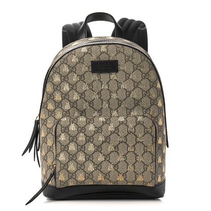Gucci GG Supreme Monogram Bees Print Small Day Backpack Beige Oro Black 1 of 17