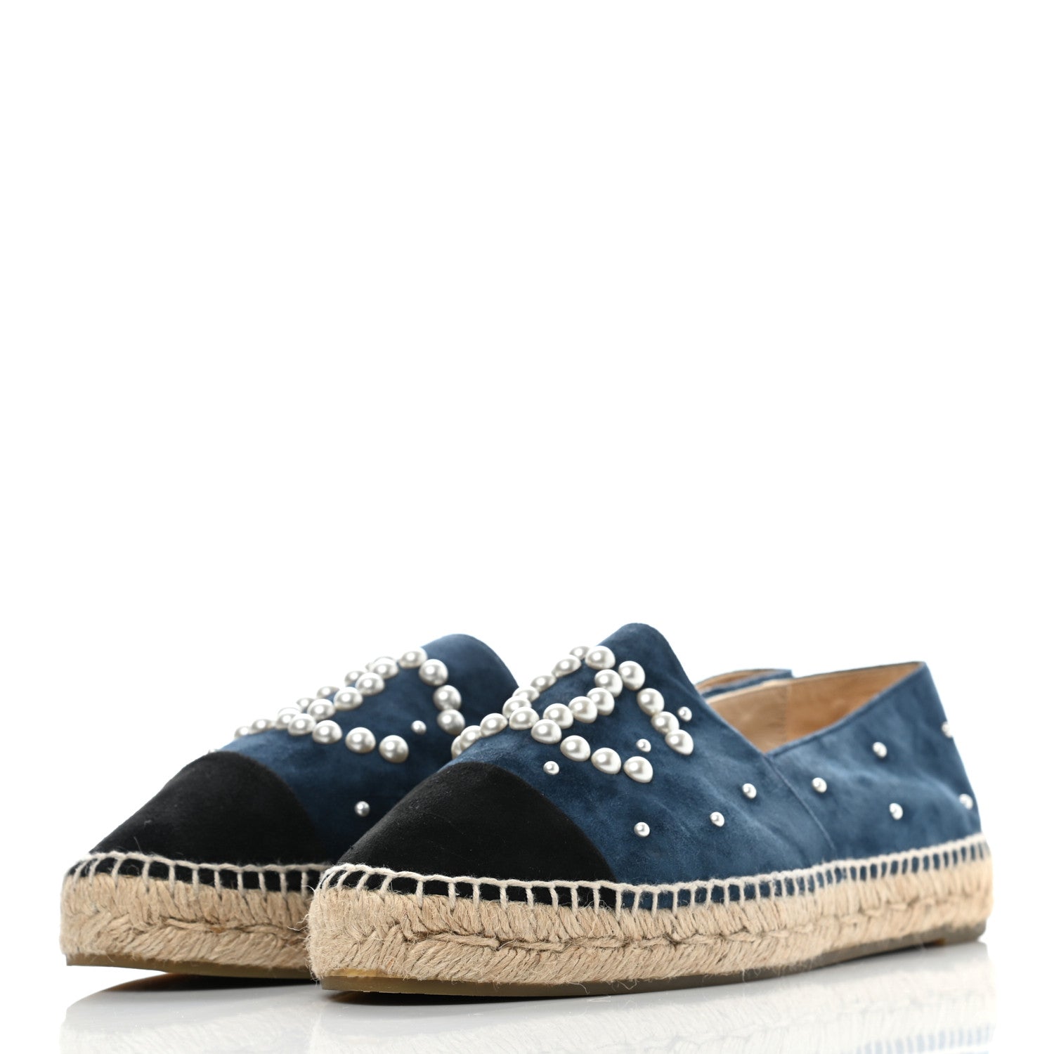 Chanel Suede Pearl CC Espadrilles 40 Teal 3 of 10