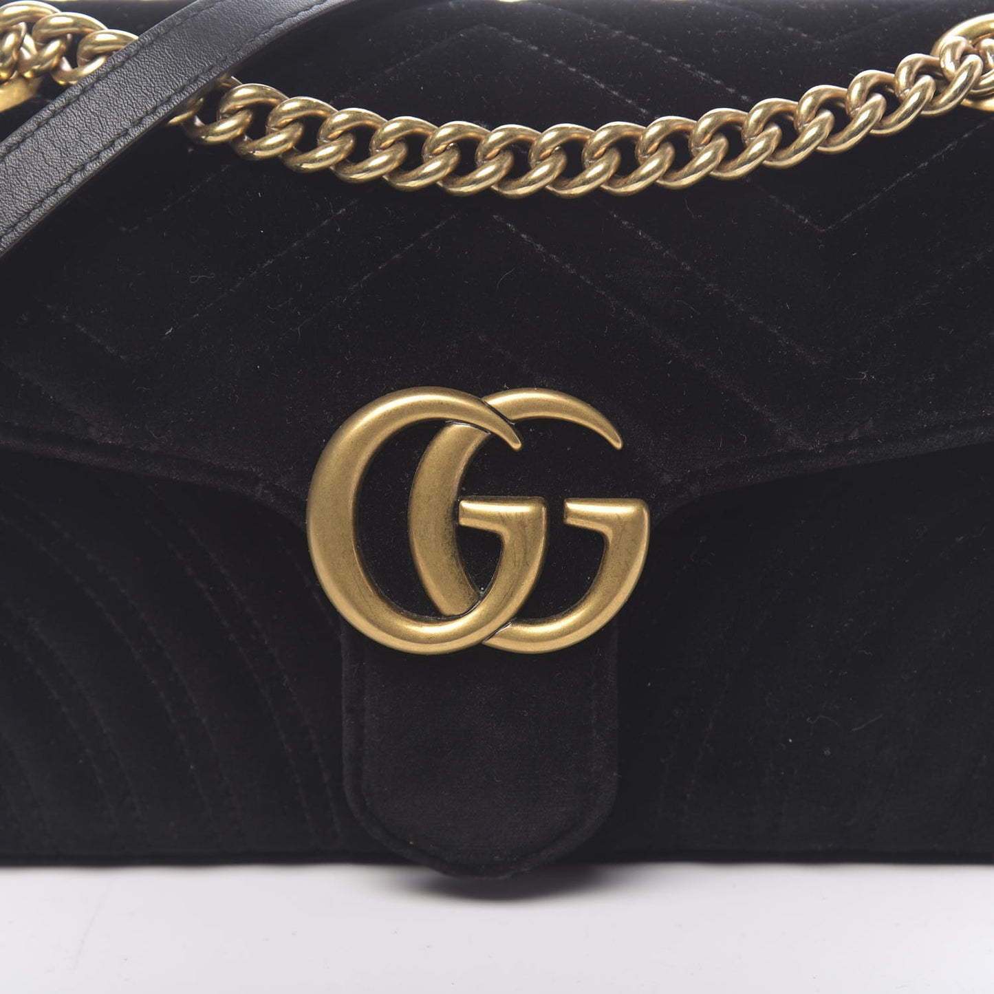 Velvet Matelasse Small GG Marmont Shoulder Bag Black