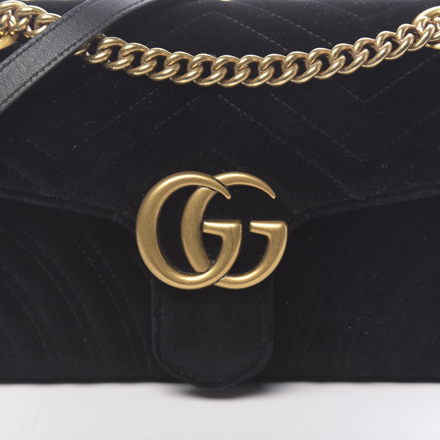 Gucci Velvet Matelasse Small GG Marmont Shoulder Bag Black 10 of 10