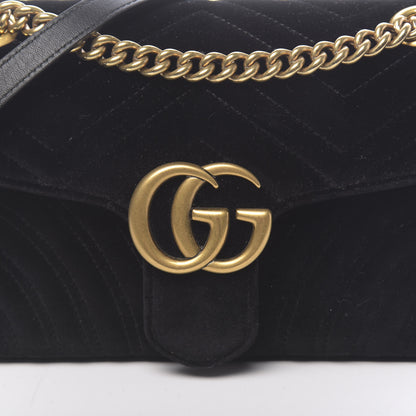 Gucci Velvet Matelasse Small GG Marmont Shoulder Bag Black 10 of 10