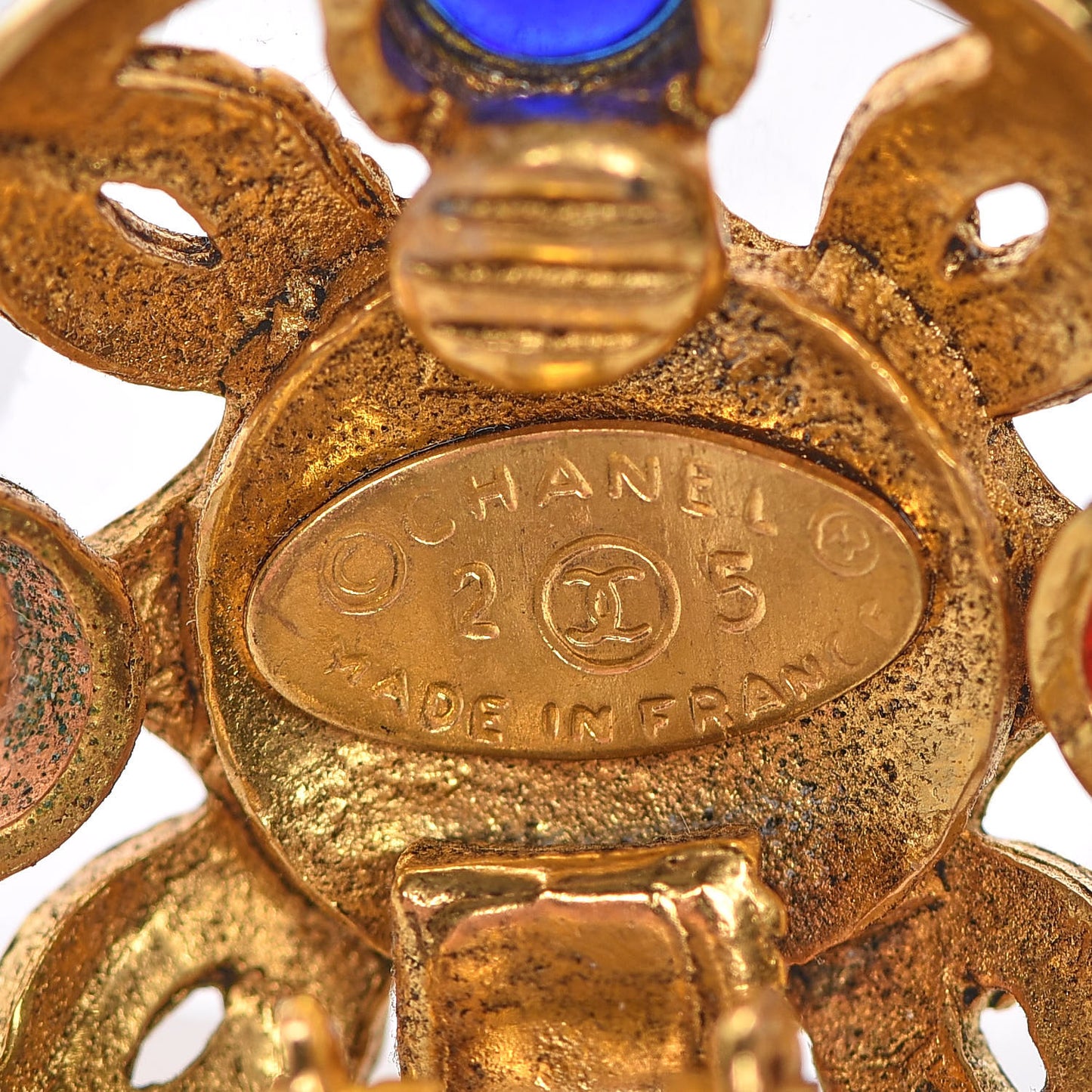 Poured Glass CC Clip On Earrings Gold Multicolor