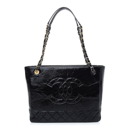 Chanel Shiny Aged Calfskin Quilted Small Shopping Bag Black 1 of 9