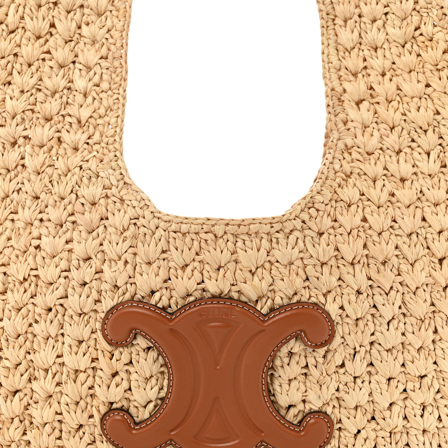 Raffia Calfskin Triomphe Panier Hobo Bag Natural Tan