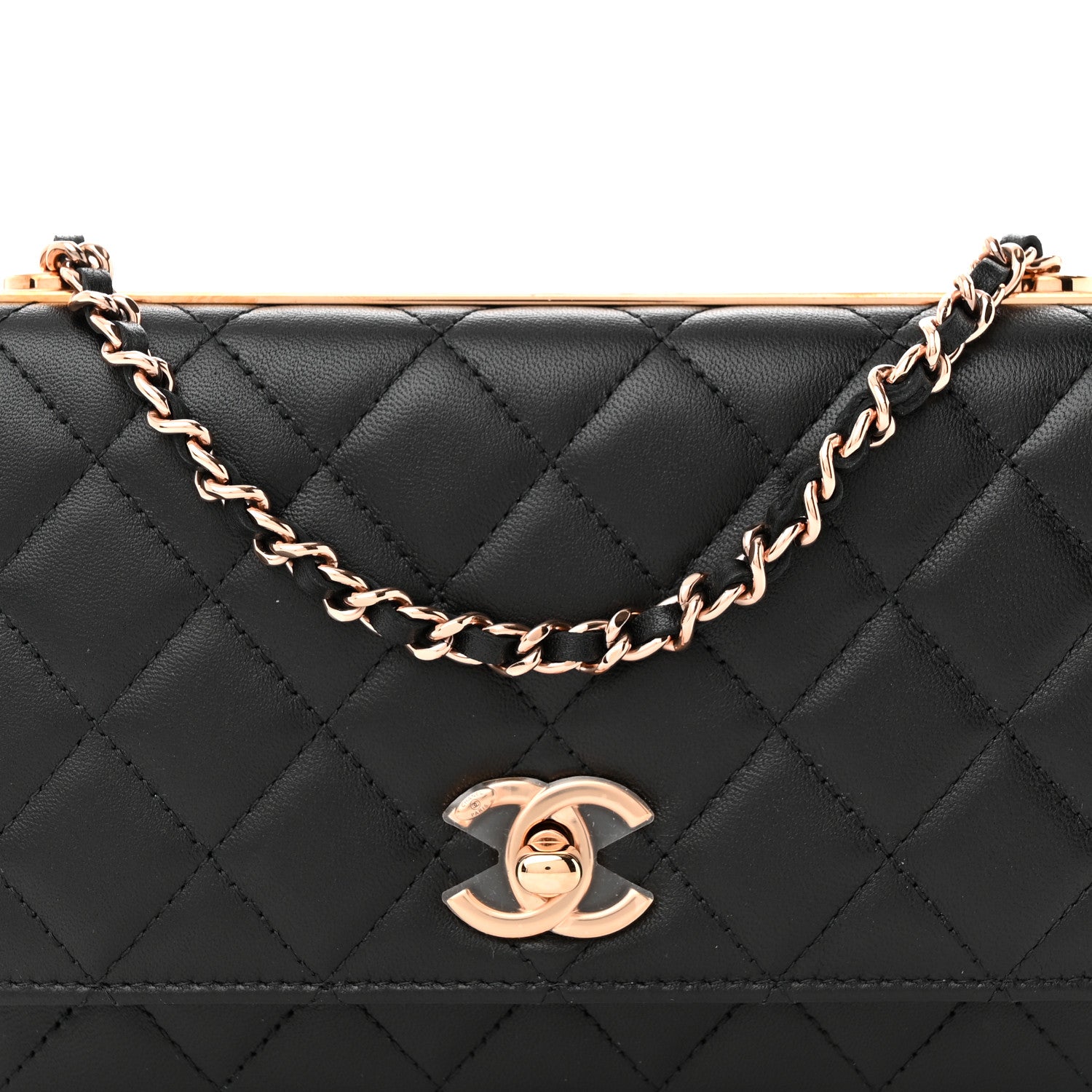 Chanel Lambskin Quilted Trendy CC Wallet On Chain WOC Black 8 of 11