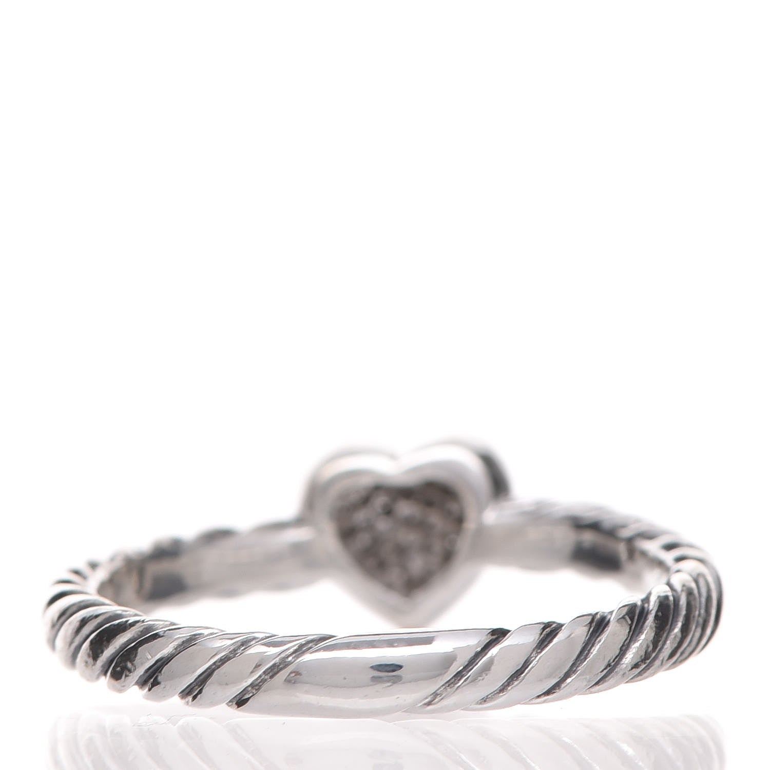 David Yurman Sterling Silver Diamond Cable Classics Heart Ring 48 4.5 4 of 5