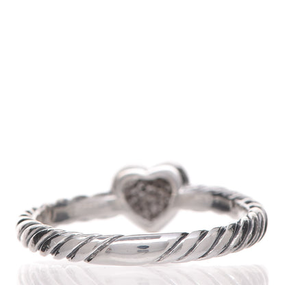 David Yurman Sterling Silver Diamond Cable Classics Heart Ring 48 4.5 4 of 5
