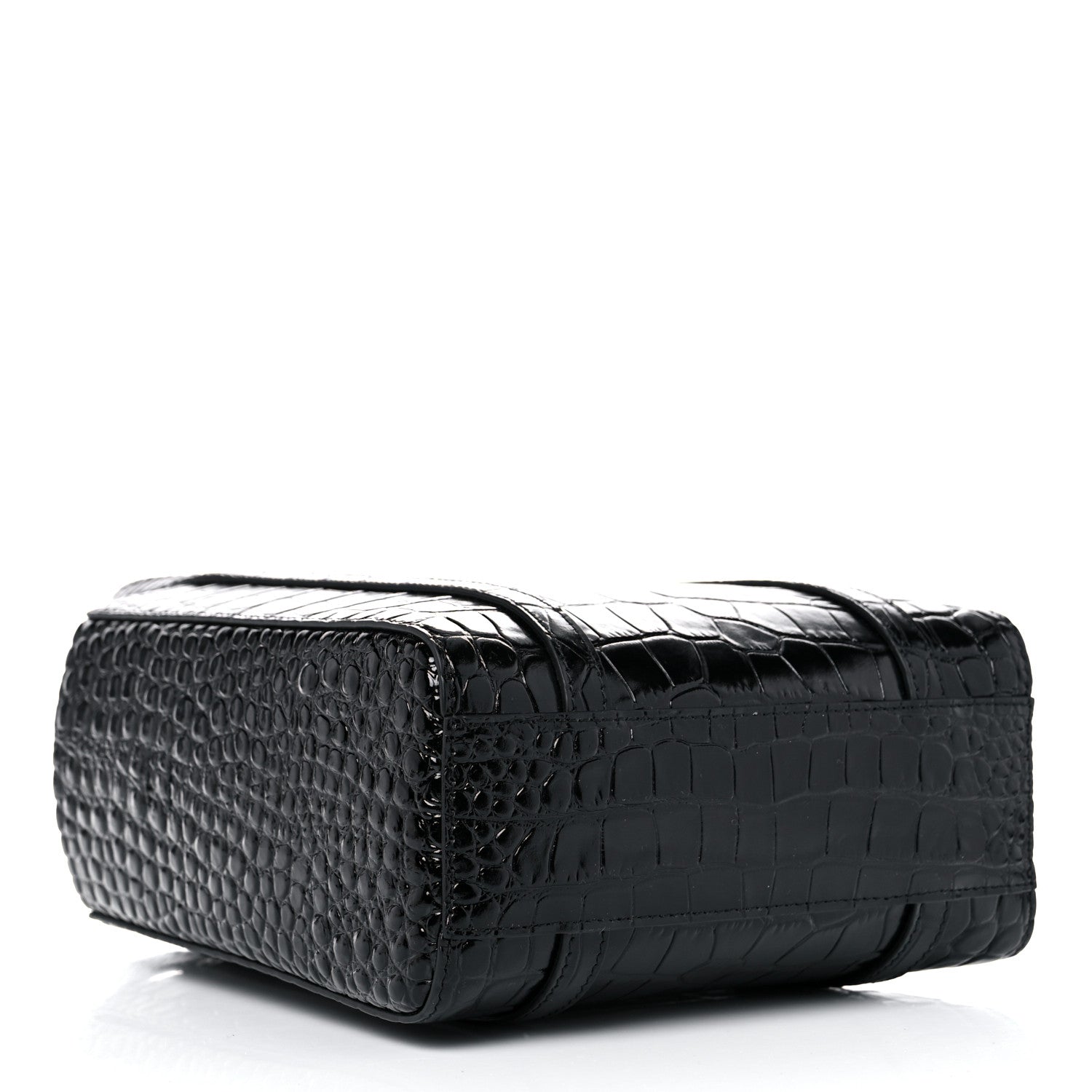 Balenciaga Shiny Calfskin Logo Crocodile Embossed XXS Everyday Tote Black 4 of 8