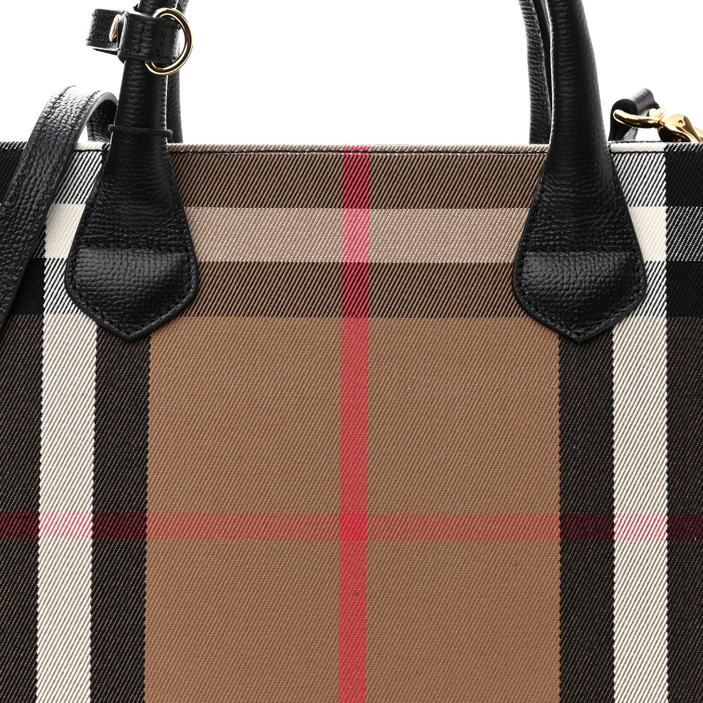 House Check Grainy Calfskin Medium Banner Tote Black