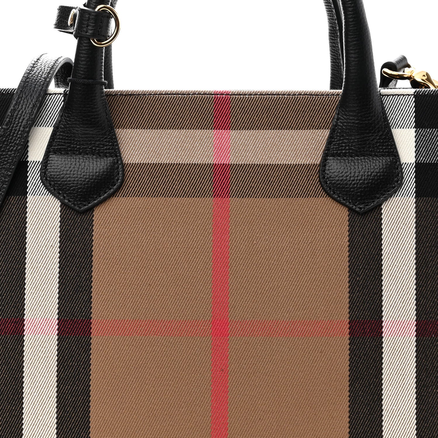 Burberry House Check Grainy Calfskin Medium Banner Tote Black 8 of 10