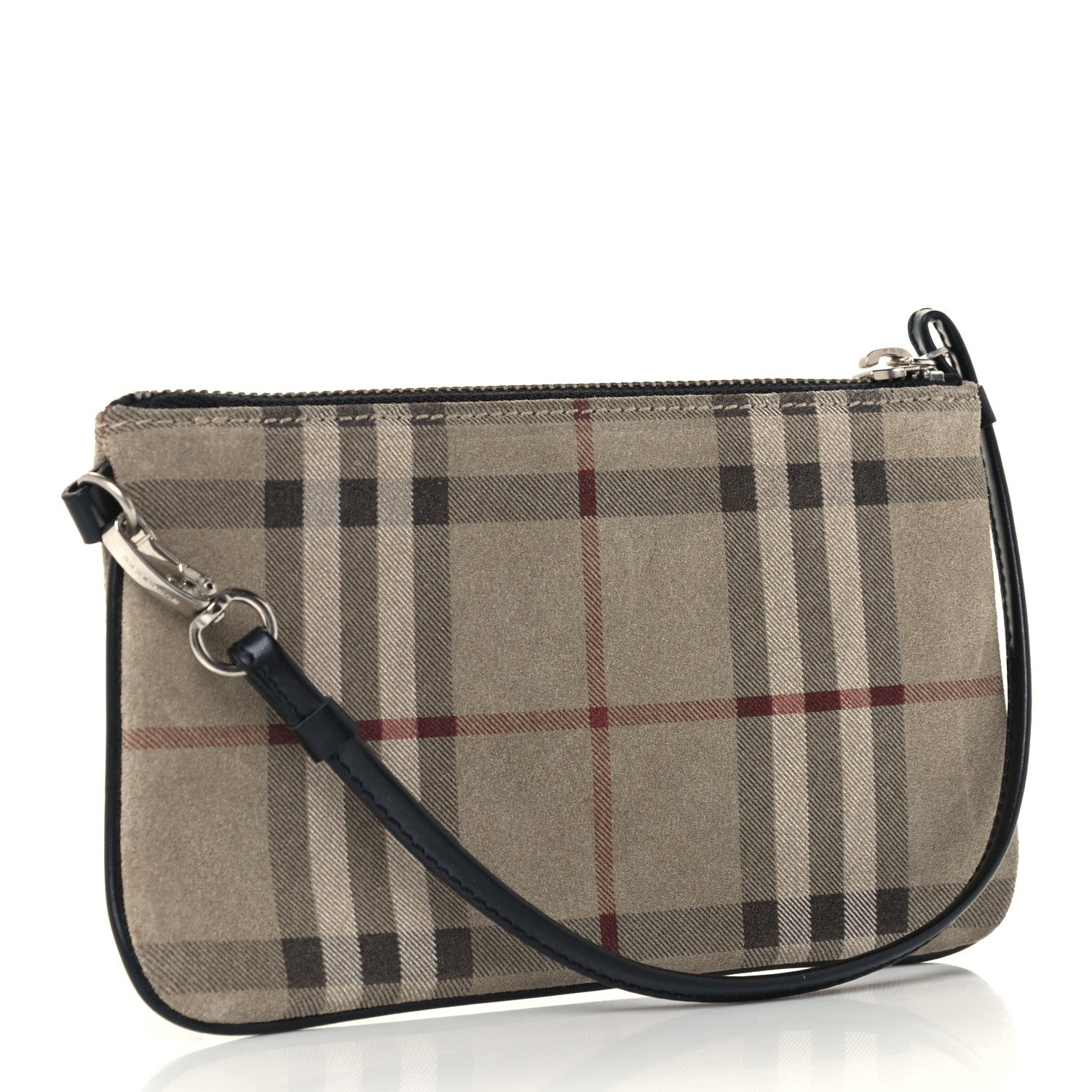 Burberry Calfskin Suede House Check Clutch Black 3 of 8