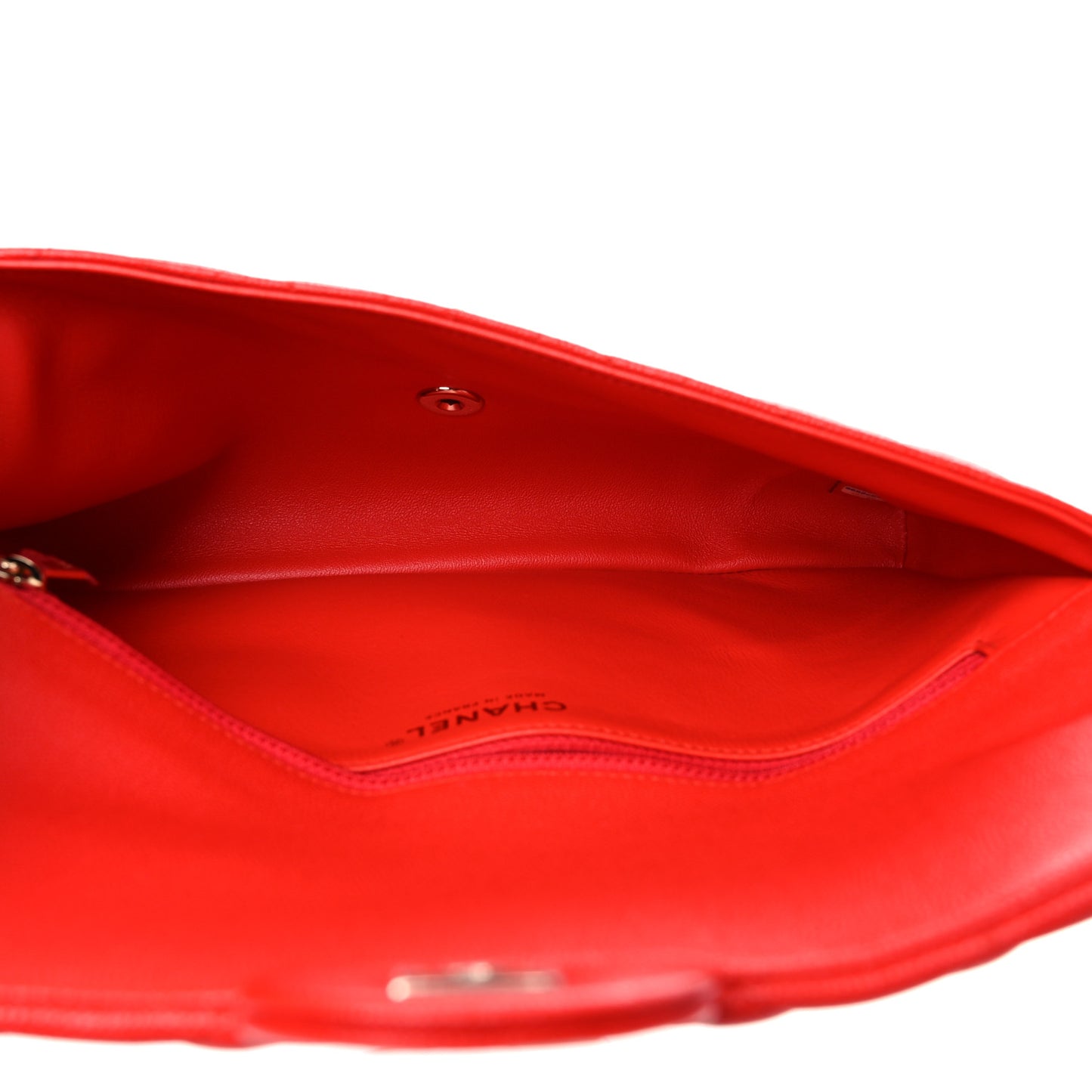 Caviar Quilted Flap Clutch Red