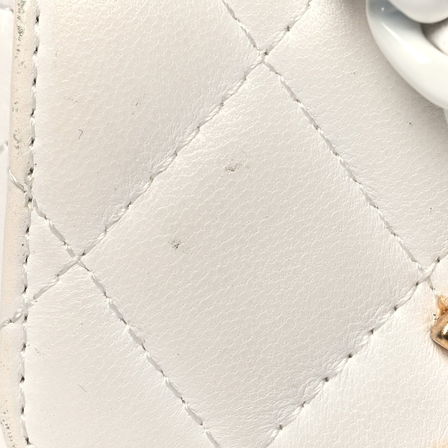 Lambskin Lacquered Metal Quilted Flap Chain Belt Bag White