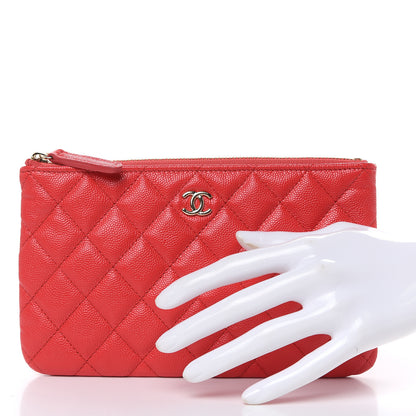 Chanel Shiny Caviar Quilted Cosmetic Case Red 2 of 8
