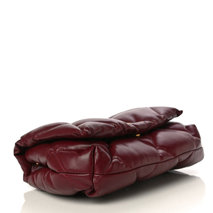 Balenciaga Nappa Calfskin Quilted Touch B Puffy Clutch Dark Red 4 of 10