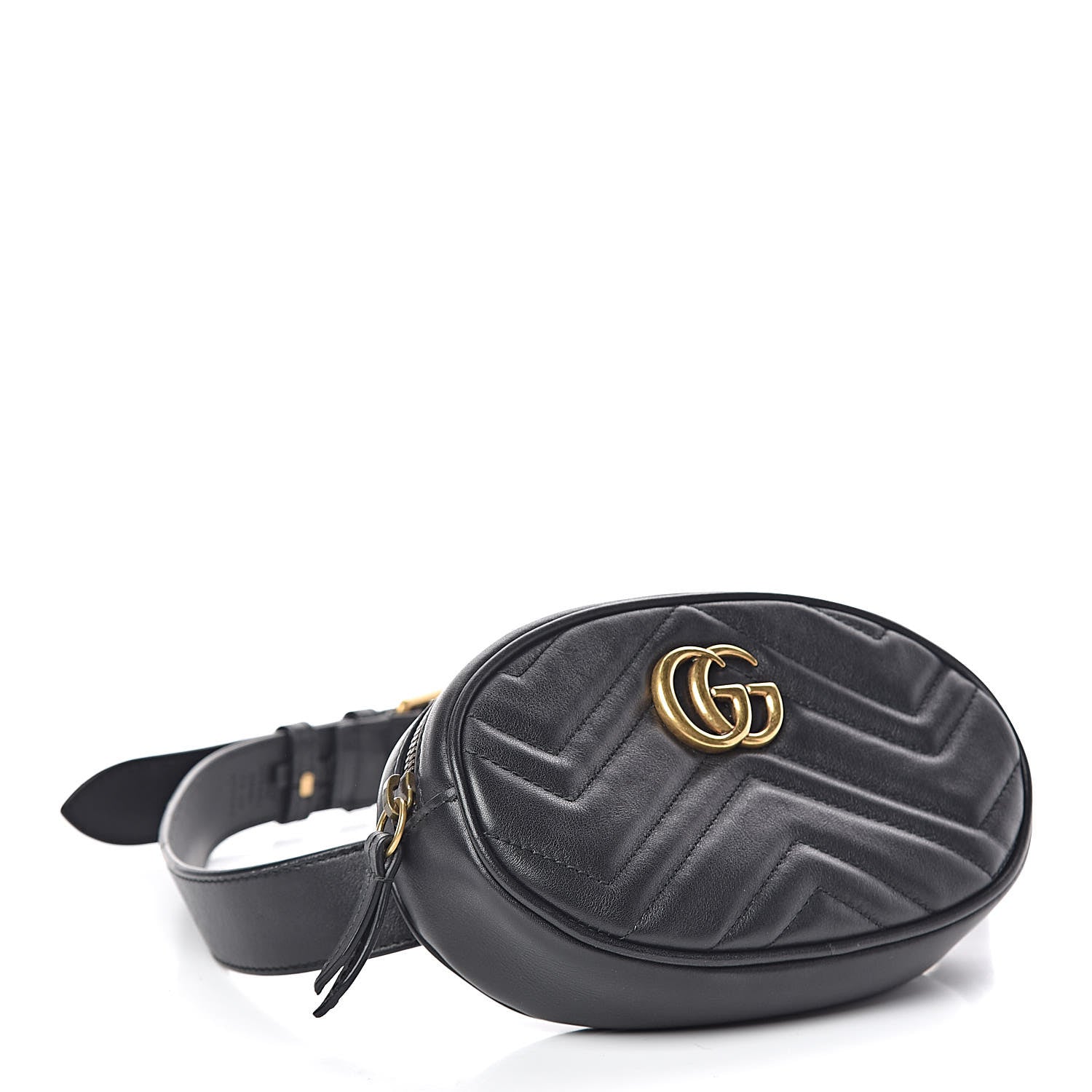 Gucci Calfskin Matelasse GG Marmont Belt Bag 75 30 Black 4 of 12