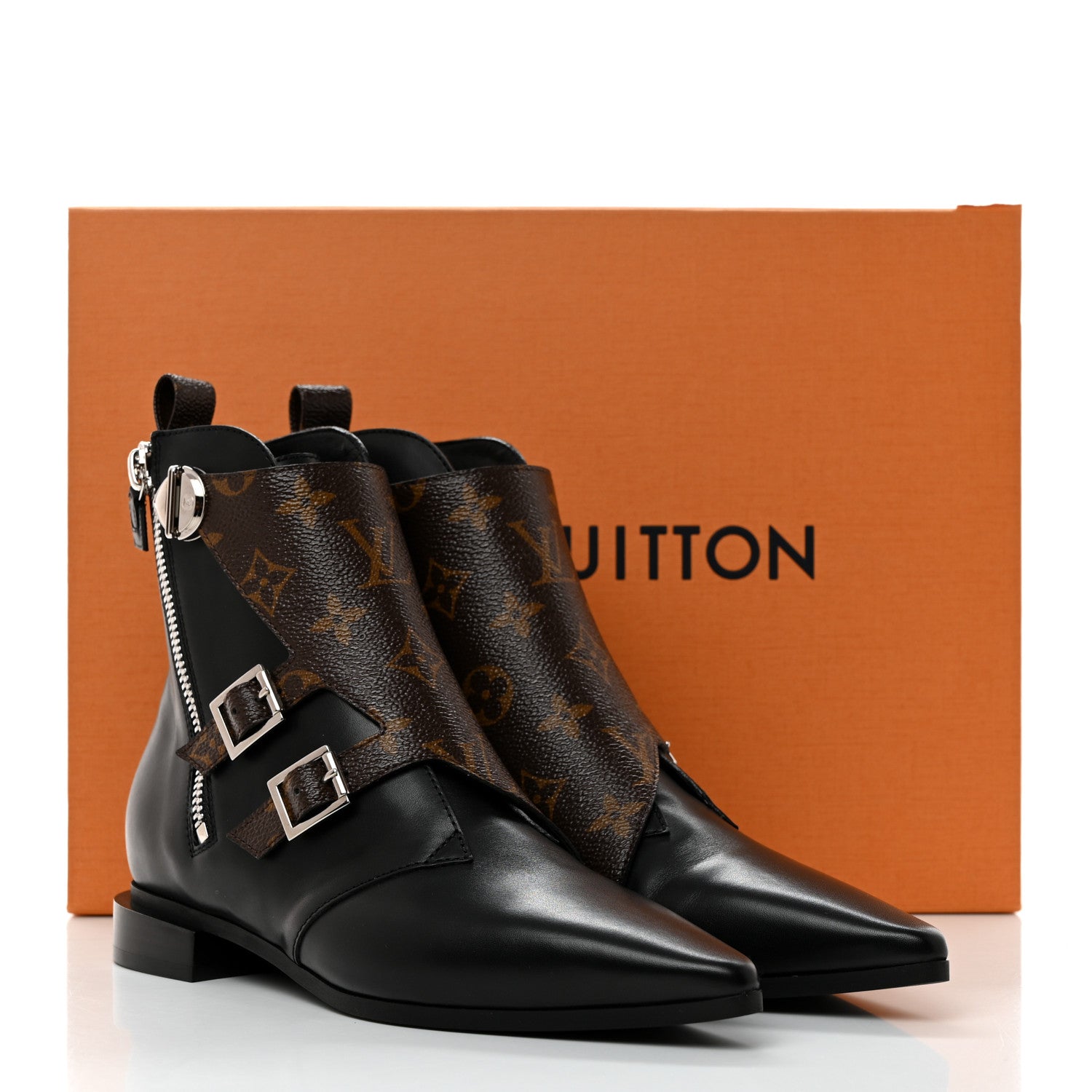 Louis Vuitton Calfskin Monogram Jumble Flat Ankle Boots 36.5 Black 10 of 10