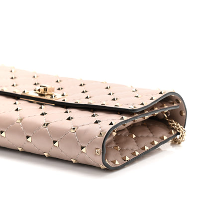 Valentino Garavani Lambskin Rockstud Spike Wallet on Chain Poudre 8 of 10